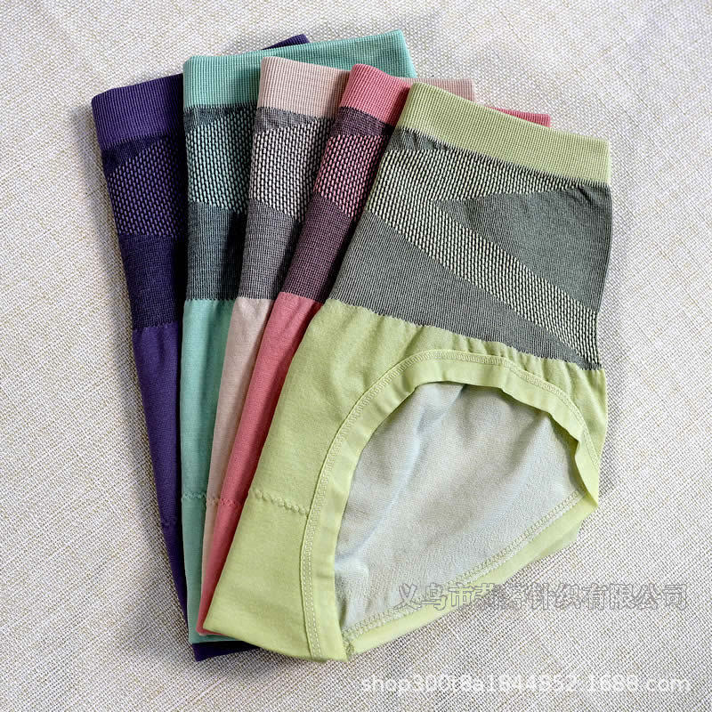 X黑绷带高腰大码收腹女士内裤女蚕丝纯棉底档无痕塑型三角裤批发细节图