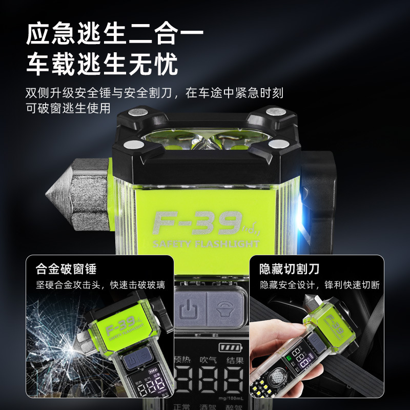 New cross-border hammer white laser flashlight, multi-functional outdoor vehicle emergency, roller zoom, multi-scene alarm Specification image