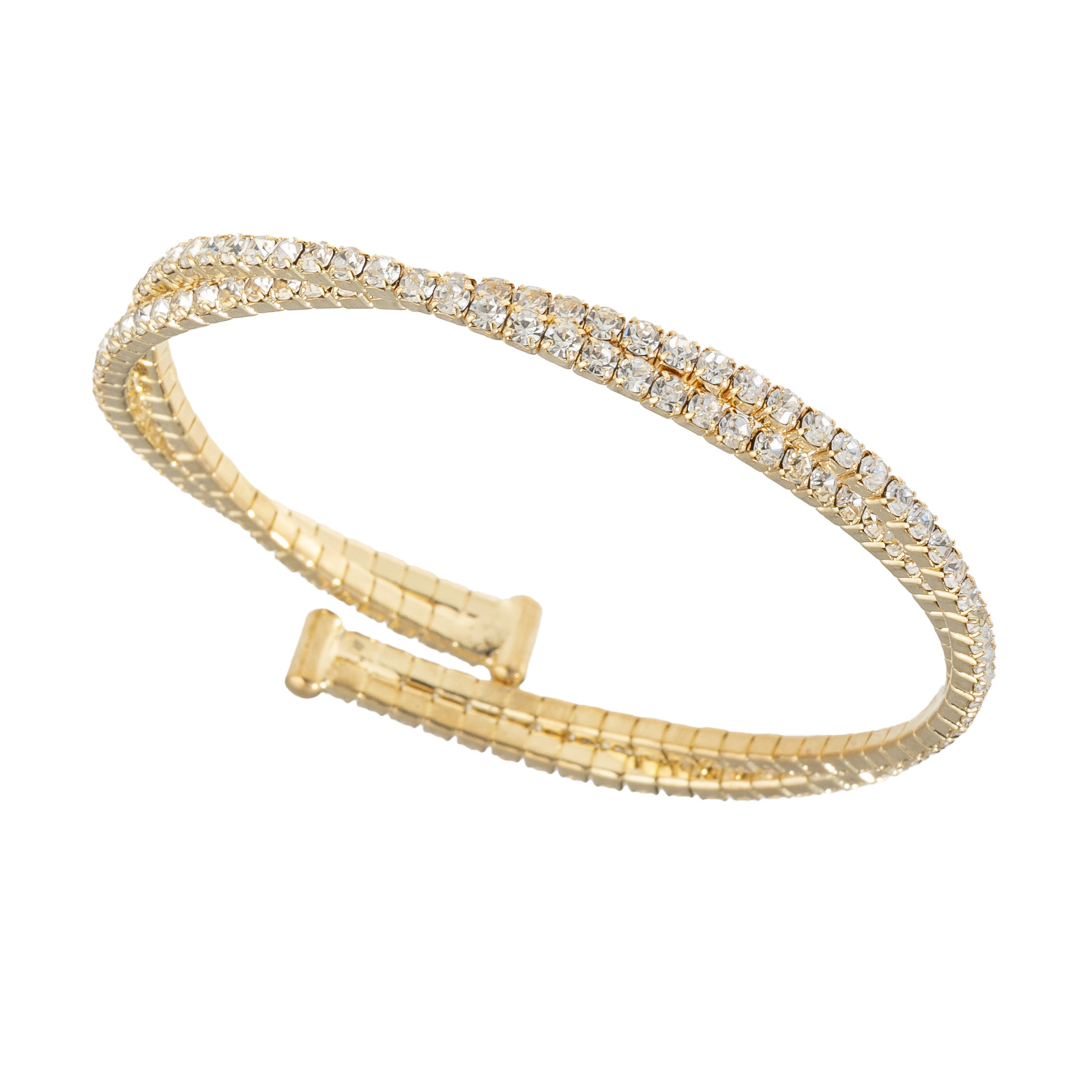 Factory wholesale claw chain bracelet, 2-row crossed twisted knot steel wire elastic water diamond open bracelet, simple and versatile jewelry for women