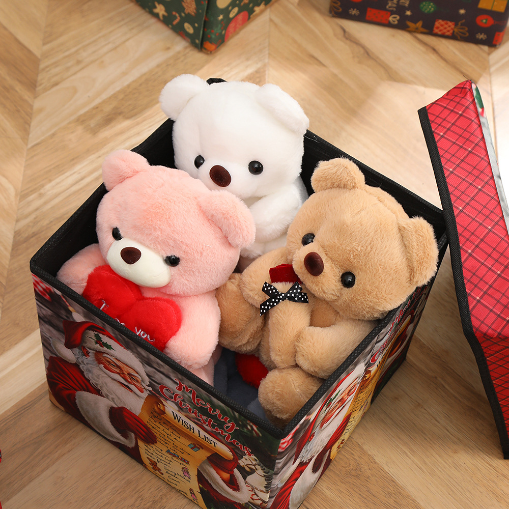 Cross-border Christmas large-capacity storage box, digital printing laminated storage stool, multi-functional covered folding storage stool details Picture