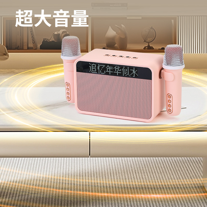 新款Y-16歌词显示智能蓝牙音箱户话筒外家用双麦克风K歌音响一体