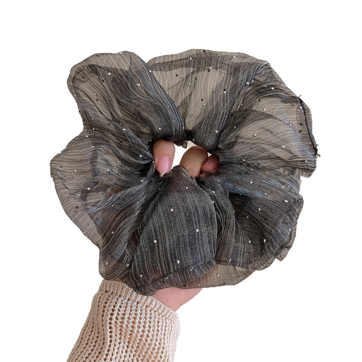 Large 20cm seep yarn, starry sky, rhinestone, large intestine hair band, French high-end style for women, fashionable and elegant hair accessory Item Picture