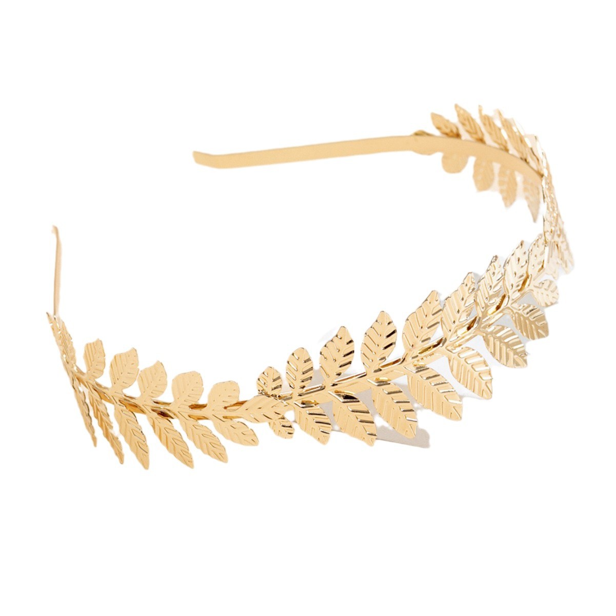 The new golden leaf hair band with a twist hair band exudes a simple and elegant charm. The leaf headband with a sense of hair pressing design is a hair accessory Item Picture