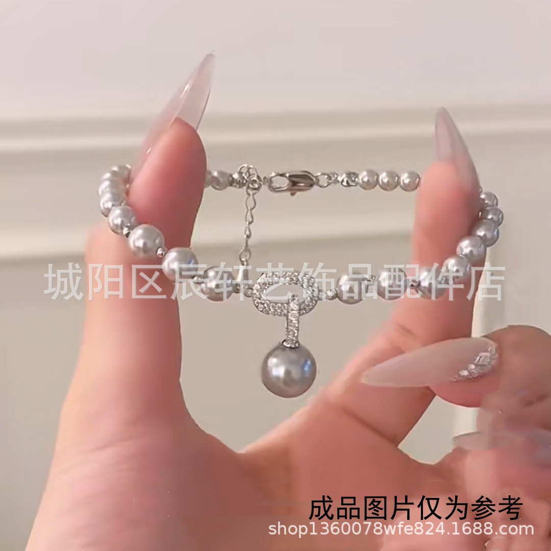 轻奢时尚珍珠长方形吊坠项链小众高级感简约百搭锁骨链扣