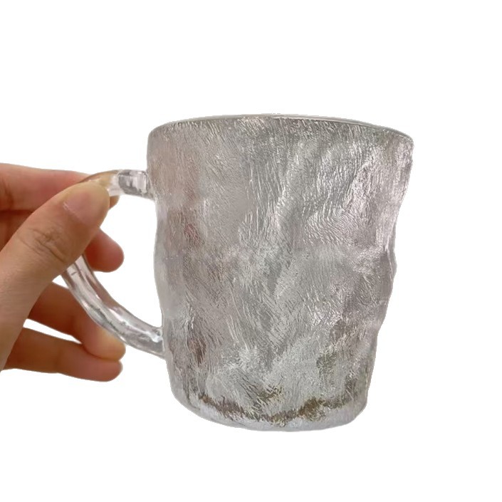 Suministro al por mayor manija taza de glaciar taza de bebida de jugo de martelo taza de desayuno para el hogar taza de agua de vidrio de leche, Item Picture