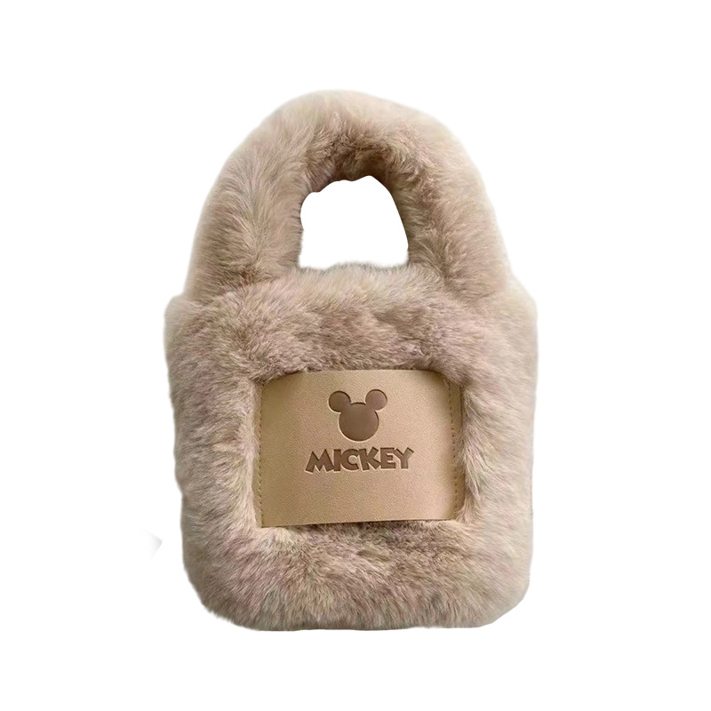 New Mickey Mouse fur bag for autumn and winter, versatile plush crossbody bag, cute Korean bucket bag, chain crossbody bag for girls Item Picture
