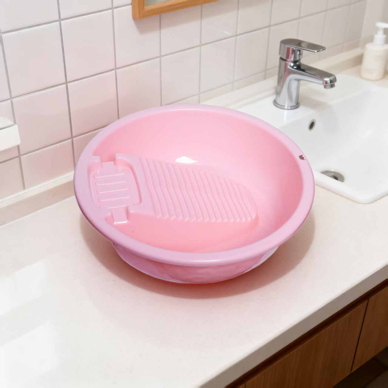 圆形方形搓板盆带搓衣板塑料洗衣盆加厚搓衣板洗衣板搓衣盆学生盆