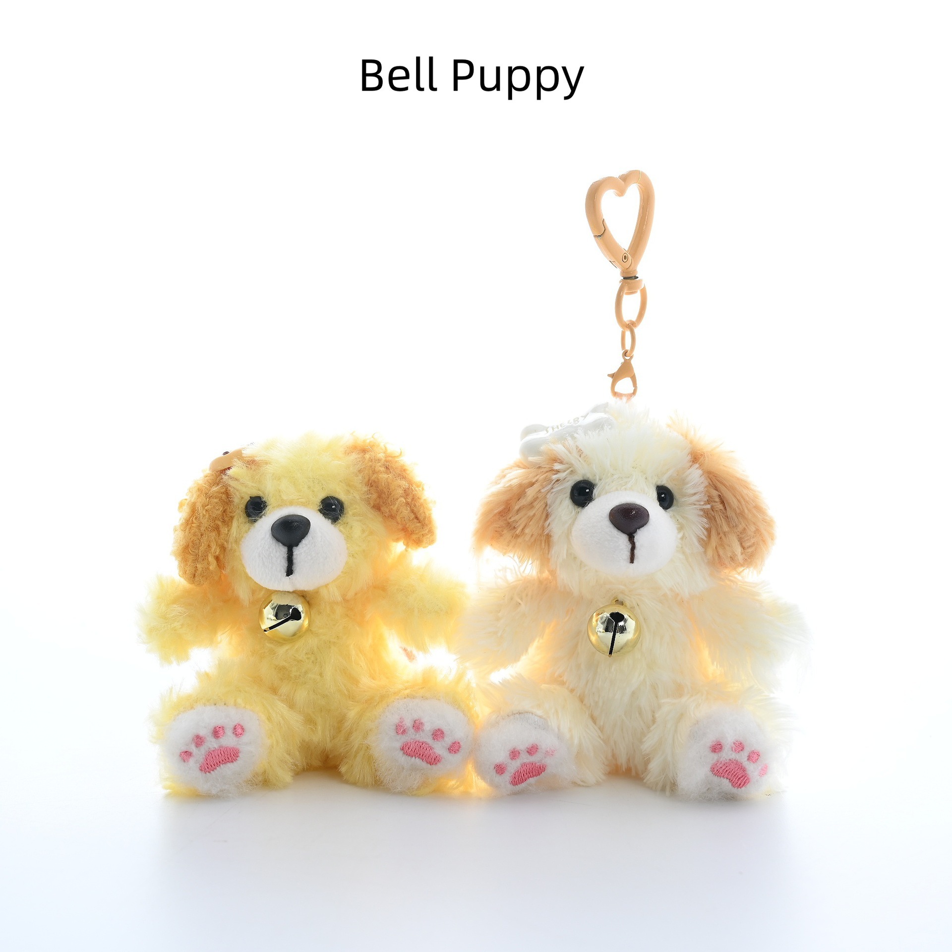 Cute bell puppy plush pendant bag decoration, cute doll in stock, keychain, cute puppy soft fur
