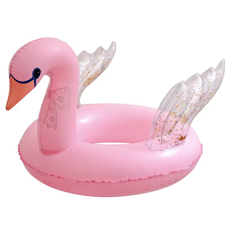 Transparent wing swan children's seat ring, thickened infant seat ring, swan swimming ring, inflatable armpit swimming ring wholesale Item Picture