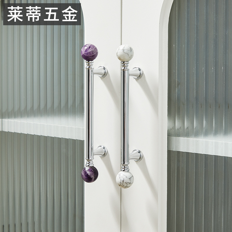 Modern, simple and durable indoor door handle with metal rod, gemstone handle and hardware pull Application Scenario