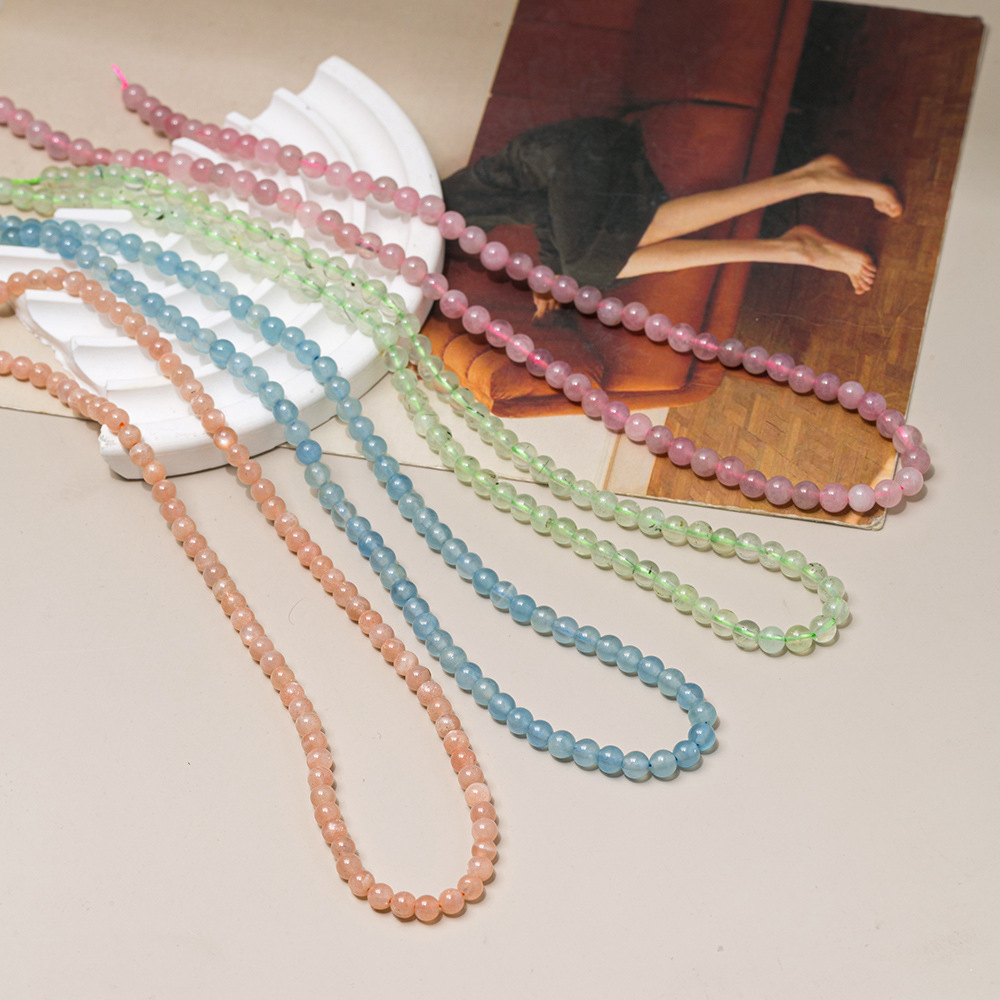 4mm natural round beads, natural rose quartz stone, bare stone, handcrafted diy jewelry, can be made into necklace, bracelet accessories, crystal details Picture