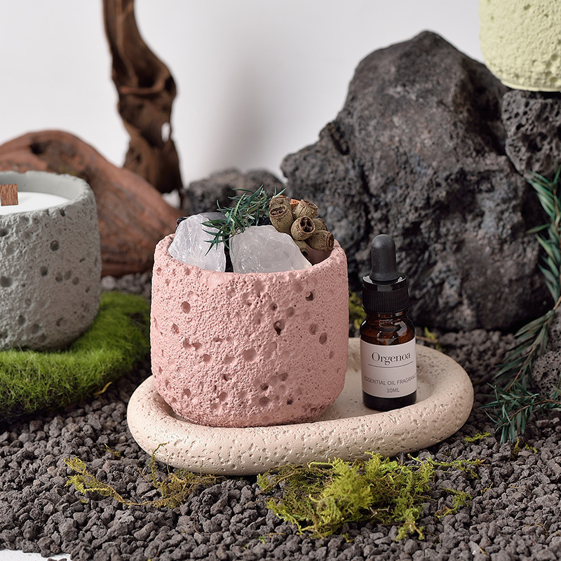 diy cross-border cement space texture scented candle cup, empty candle cup, diffuser stone, flameless scented container decoration details Picture