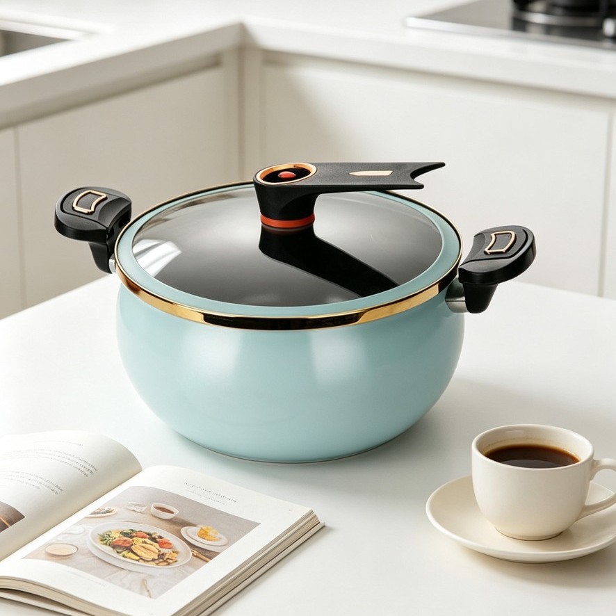 Esmalte ceramita micro presión olla one pot speed lock fresco guisado todos espeso color 7L hogar multifuncional olla