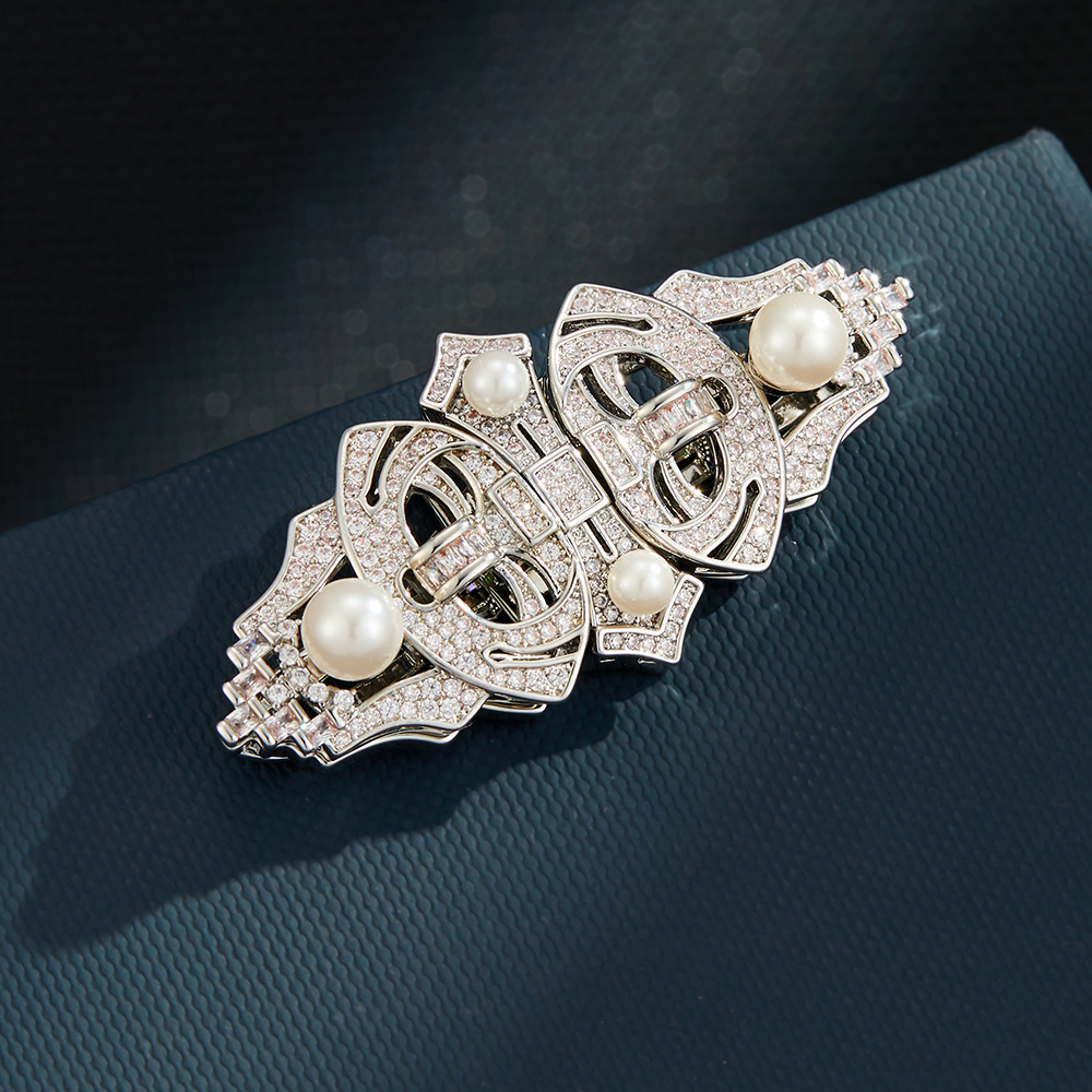 高端男士领夹扣两用胸针淡水珍珠可拆卸别针新款古典奢华衣饰胸花