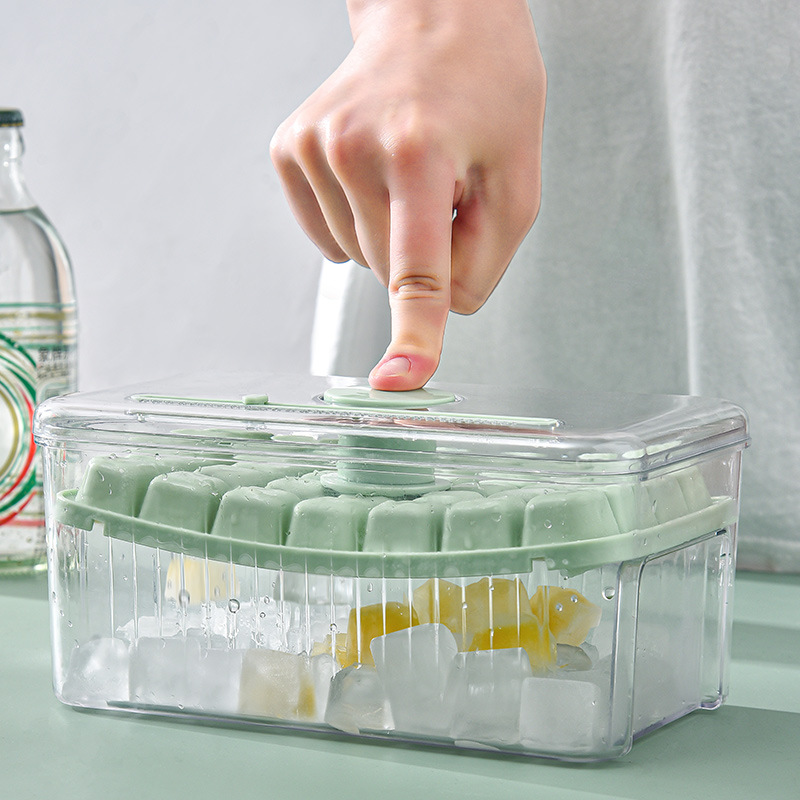 Press ice cube mold, household ice cube tray, ice box for storing frozen ice blocks model, refrigerator ice storage mold making magic tool details Picture