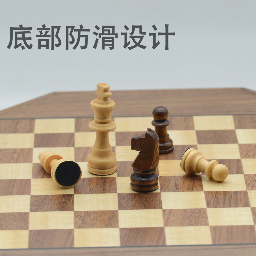 Octagonal multi-sided wooden chess magnetic card game drawer for chess piece storage, cross-border special wooden Specification image