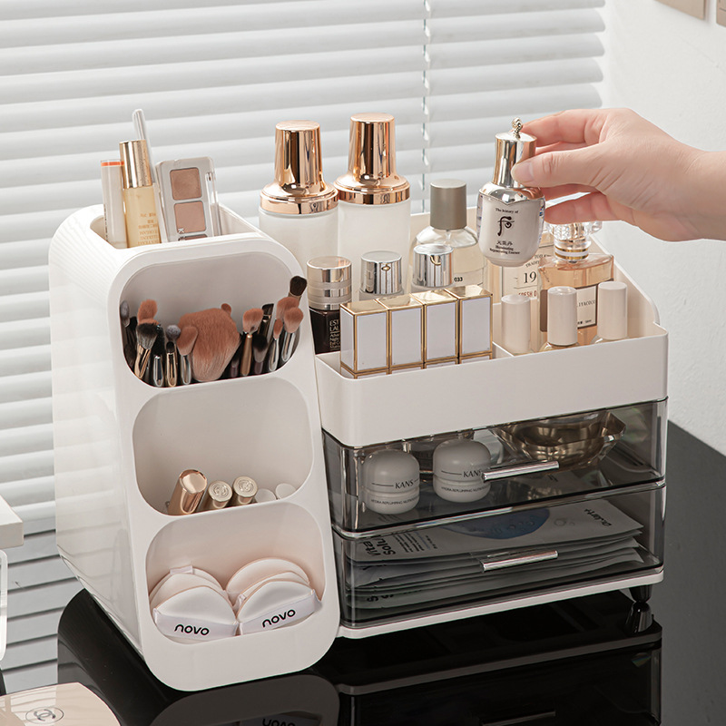 Cosmetics storage box, desktop with a high-end feel, dressing table, lipstick and eyebrow pencil organization box, large-capacity skin care product rack Specification image