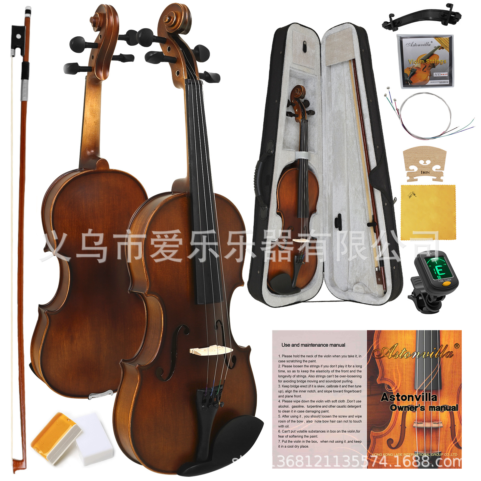 4/4 violin manufacturer, spruce wood Violin. Students, children, beginners, adults play solid wood violins by hand