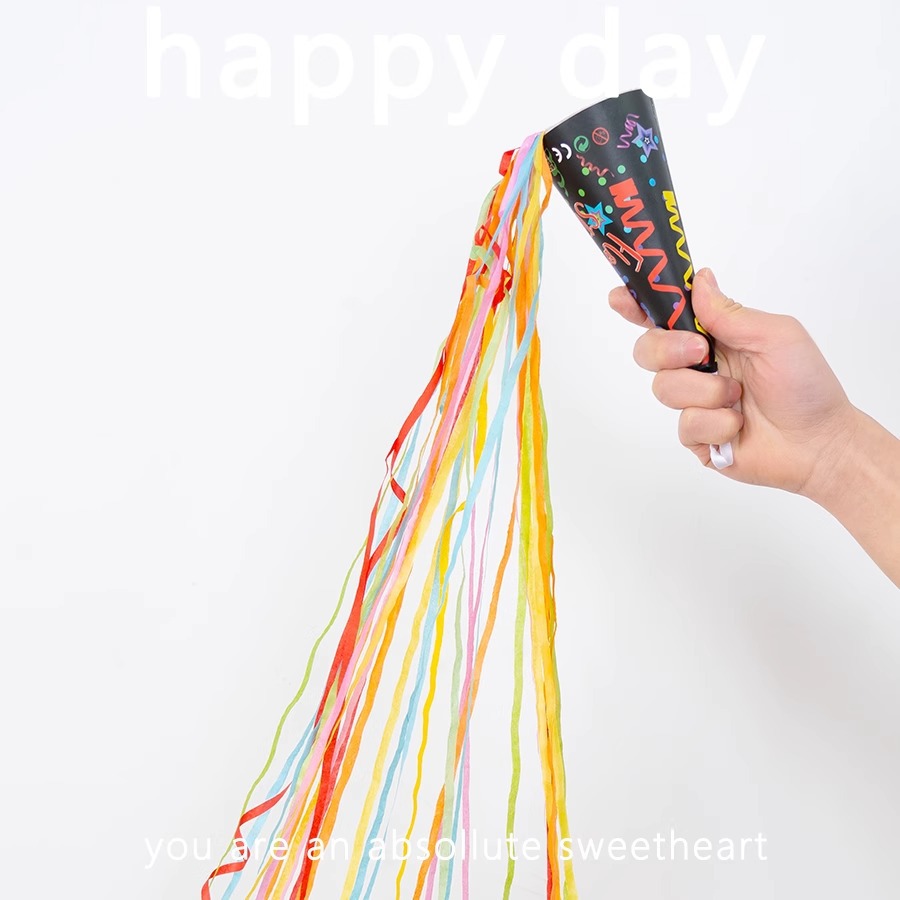 冰淇淋手抛彩带礼花手持手抛礼花筒彩色生日派对装饰拍照氛围道具