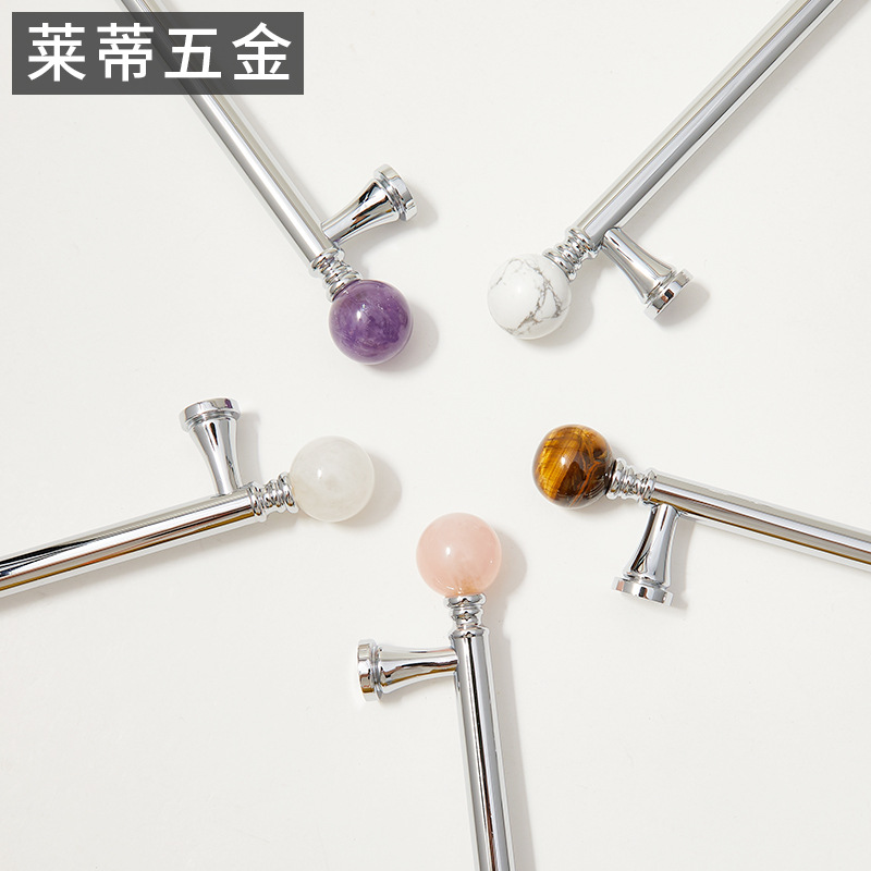 Modern, simple and durable indoor door handle with metal rod, gemstone handle and hardware pull details Picture