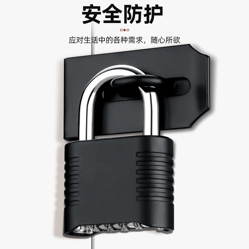 Combination lock padlock with long beam cabinet lock, outdoor imitation copper lock, door lock, large lock bar, bottom opening, 4-digit password large padlock Specification image