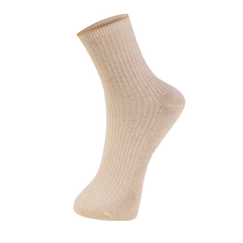 袜子新疆棉秋冬双针中筒精梳棉袜子男女情侣款棉袜纯色防臭抑菌袜白底实物图