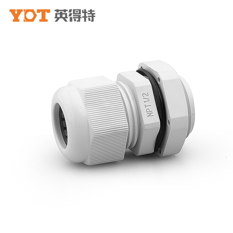 Indete NPT American-made nylon waterproof gran head, nylon flame-retardant waterproof joint, plastic non-removable protective head Specification drawing