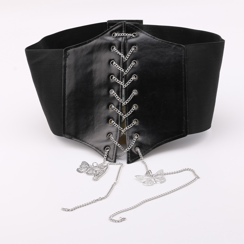 Cross-border metal butterfly chain wide belt, personalized women's casual strap waist decoration, with a wide butterfly waist seal on the outside Specification drawing