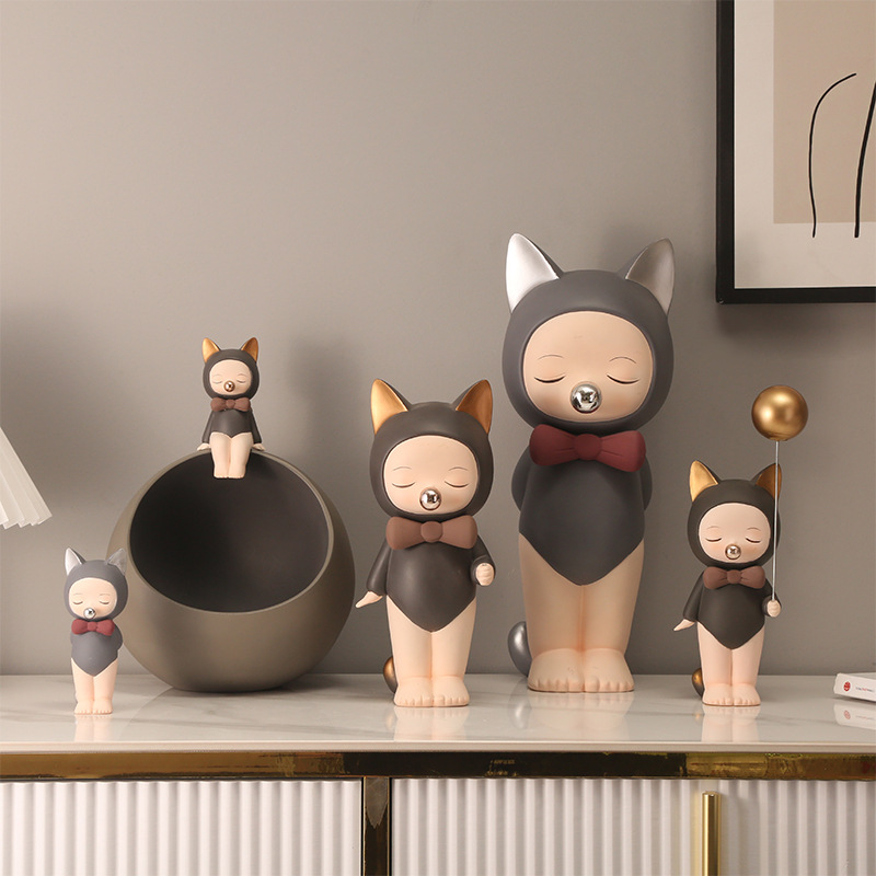 创意可爱少女心桌面猫女孩摆件办公室家居装饰品创意生日礼物女生