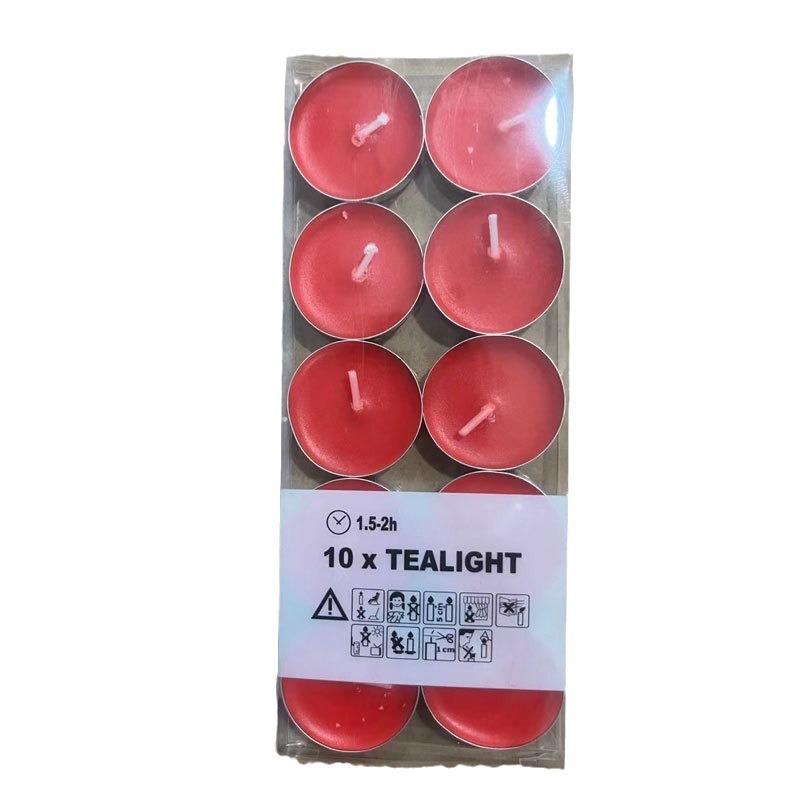 Caja de 10 PCS cera de té redonda cáscara de aluminio luz de ghee vela de luz larga vela de pintura de fuego velas de vacaciones domésticas al por mayor Item Picture