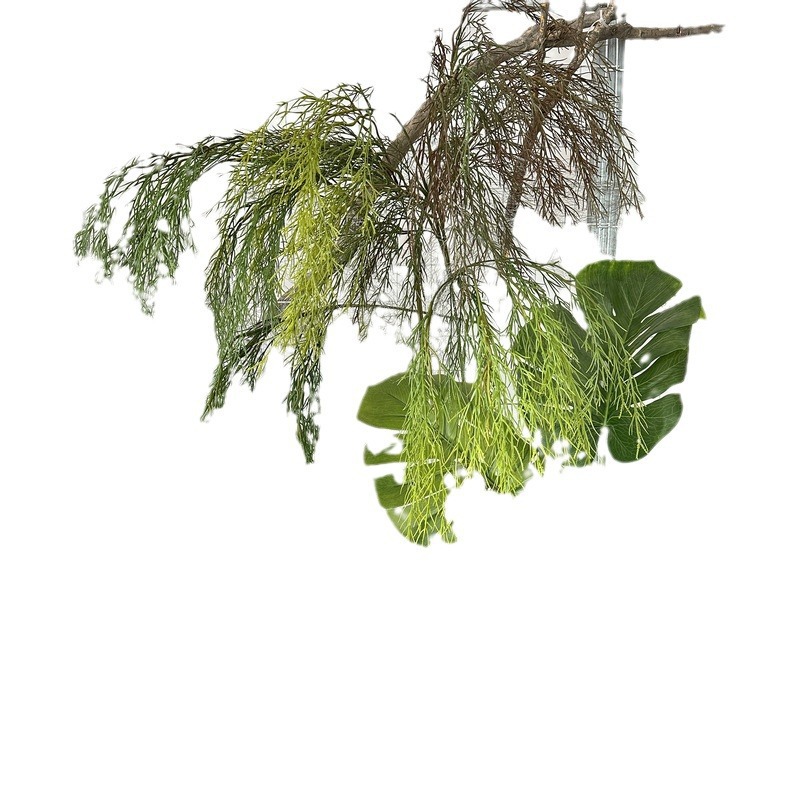 Long willow bud simulation plant, soft rubber willow leaf, indoor hanging green plant, ceiling decoration, photography prop, reed grass Item Picture