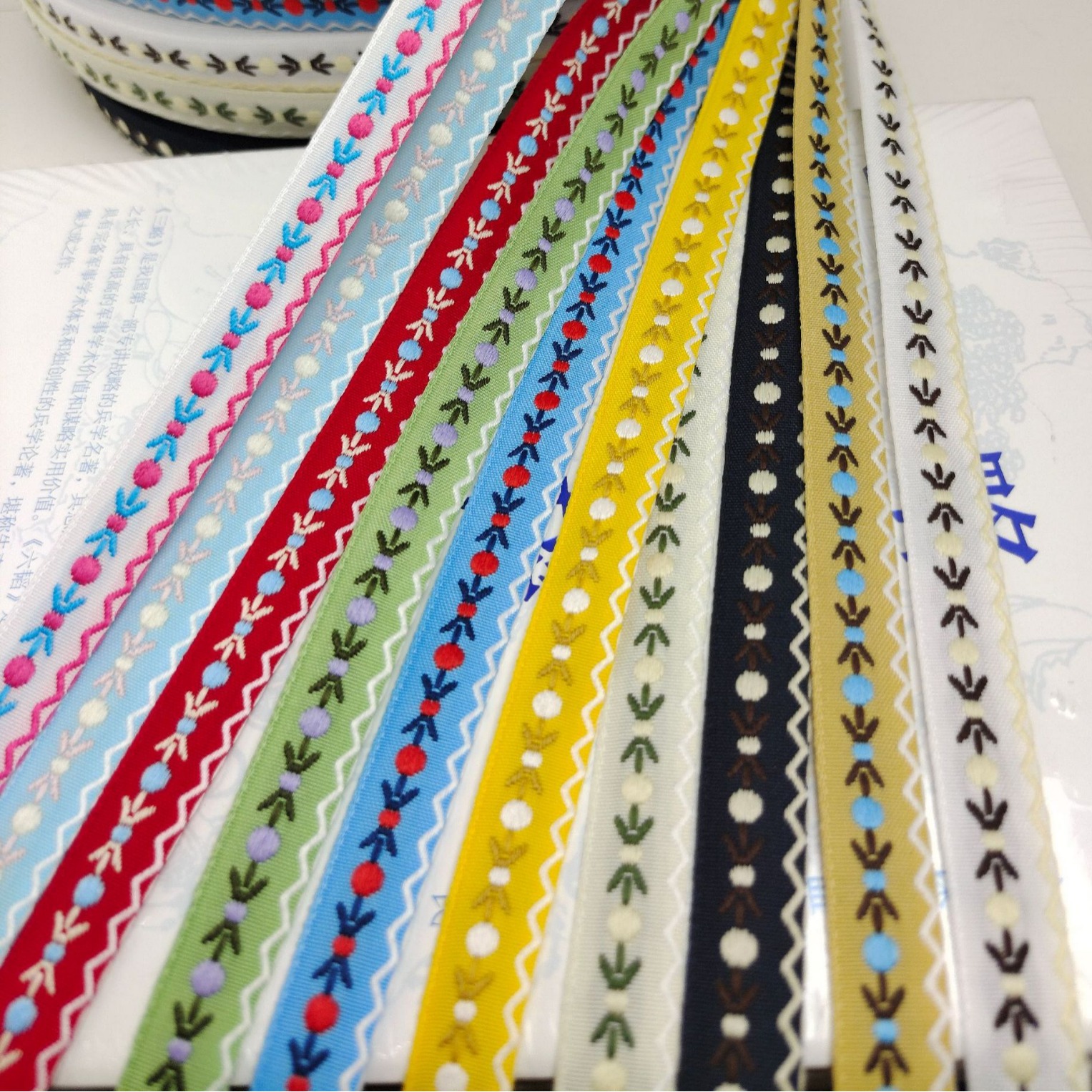 1.2cm black ear-trimmed bow webbing, ethnic style webbing, hair accessories, headwear webbing, ethnic clothing and accessory lace details Picture