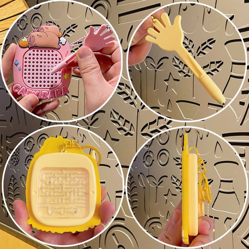 Internet-famous stress-relieving magnetic steel ball drawing board, keychain, bead maze, playable, cute children's pendant bag, gift pendant Application Scenario