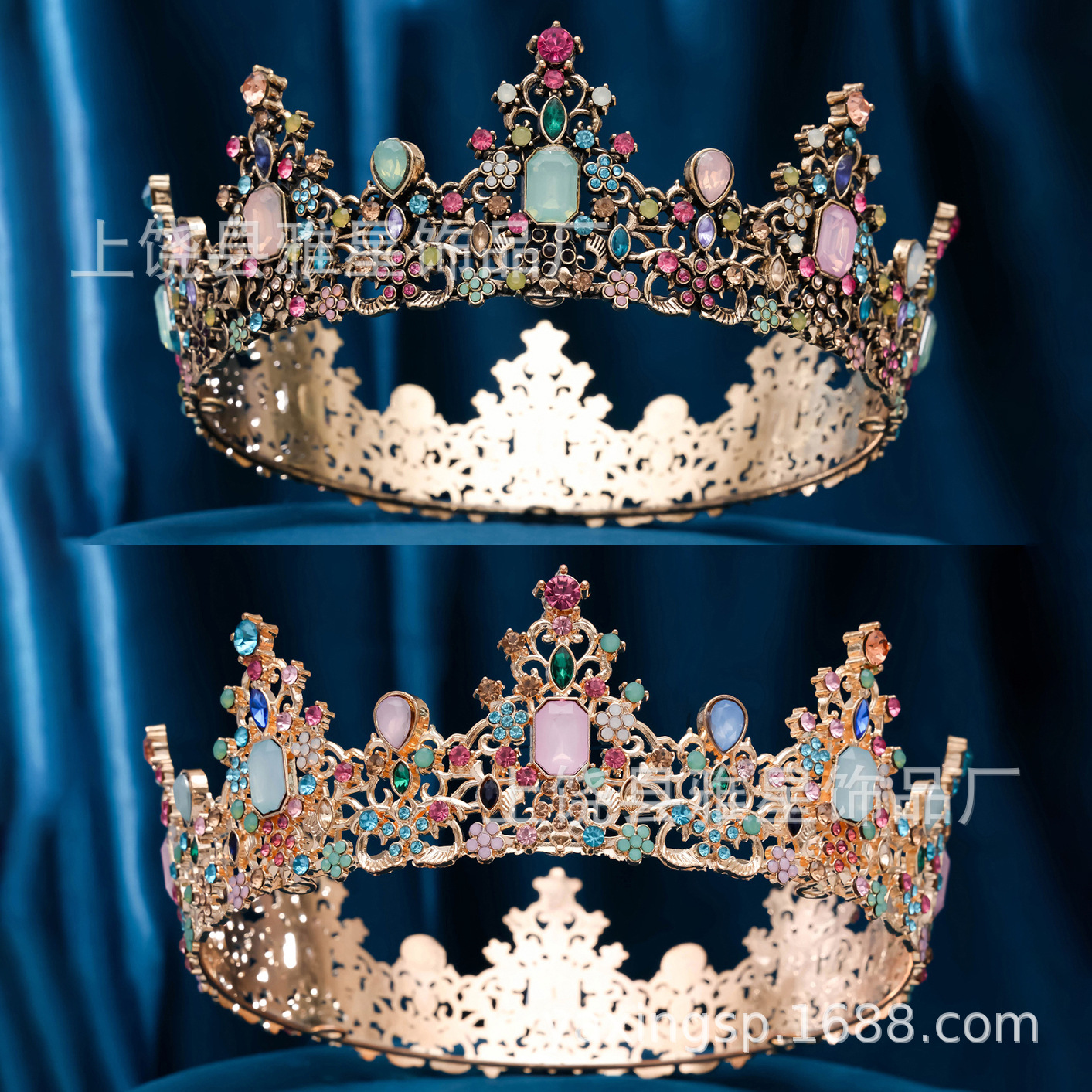 New diamond silver princess headwear, grand wedding dress, super glittering crystal, luxurious goddess bride wedding crown details Picture