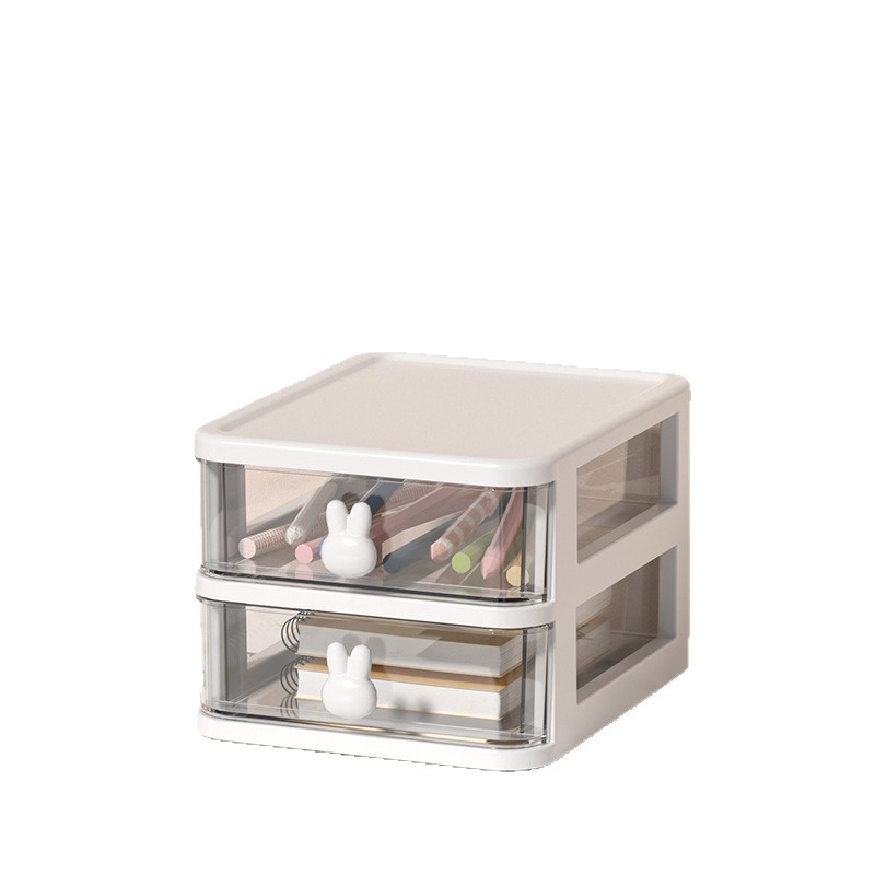 Storage cartoon desktop box, transparent small drawer desk, plastic mini storage box, rabbit stationery organizing box Item Picture