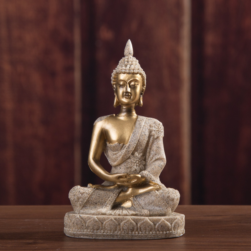 Creative handicrafts, Southeast Asian sandstone sitting Buddha, resin ornaments, sculptures, home decoration displays, craft gifts details Picture