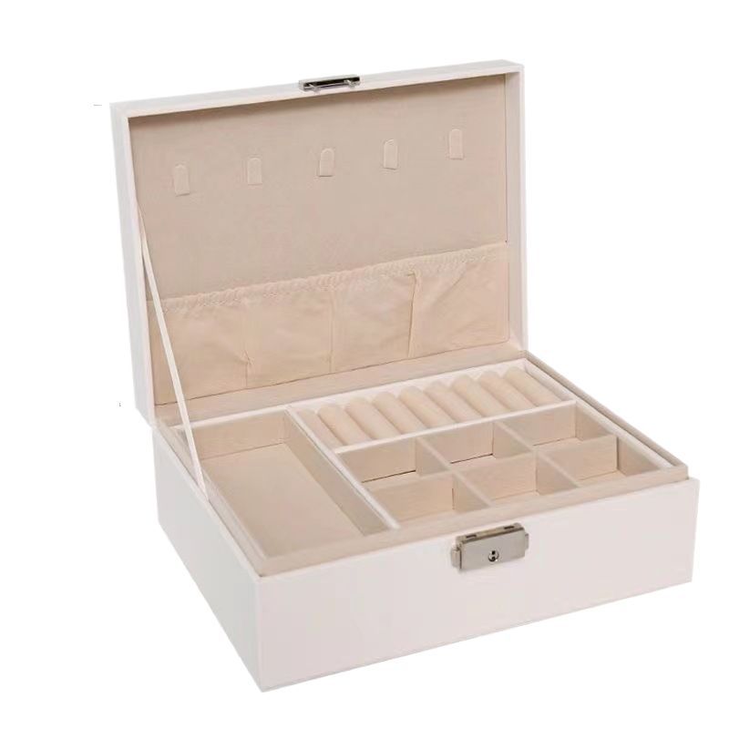 High-end jewelry storage box, large-capacity multi-layer portable stud earrings, earrings, rings, necklaces, accessories display jewelry box Item Picture