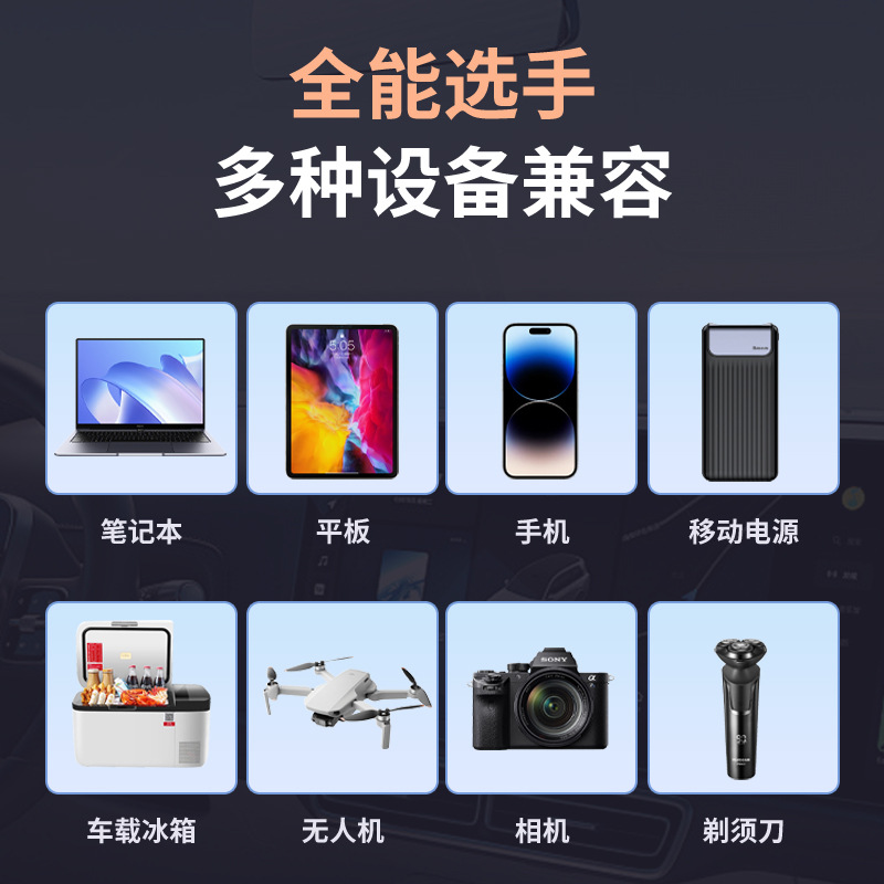 Car inverter 12v to 110V, 24V to 220V, car and truck cigarette lighter converter, car charging power strip Specification image