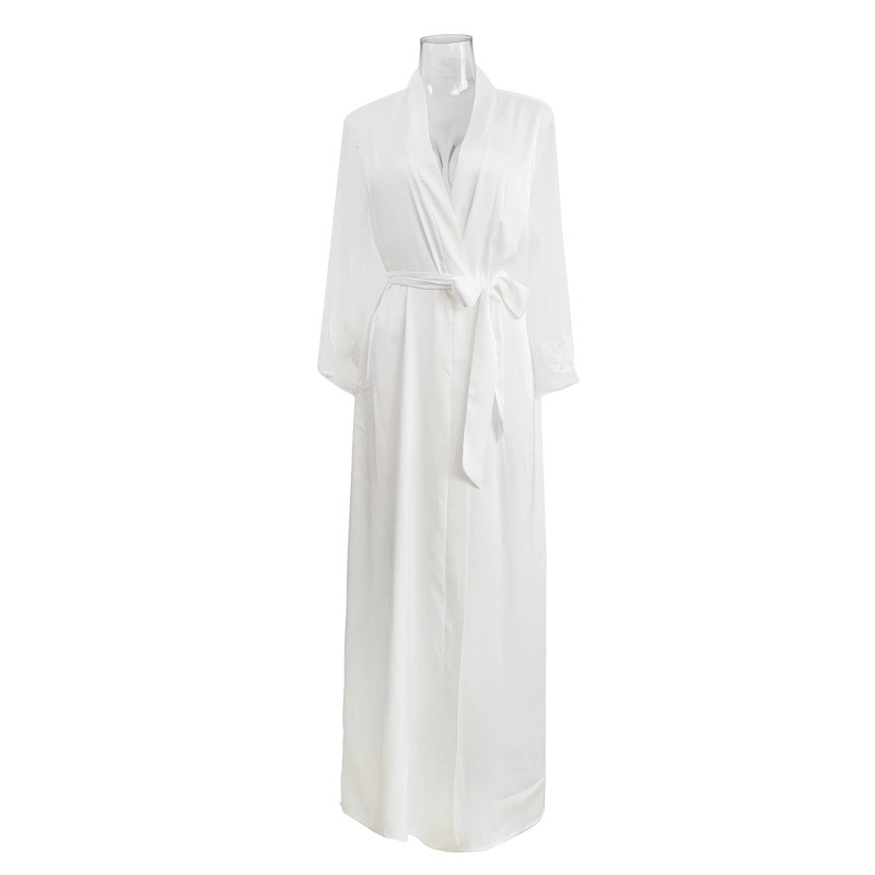 Feiyun Sexy ice Silk bathrobe with long bathrobe pajamas Women's long-sleeved satin home Wear Set, thin 6076 Item Picture