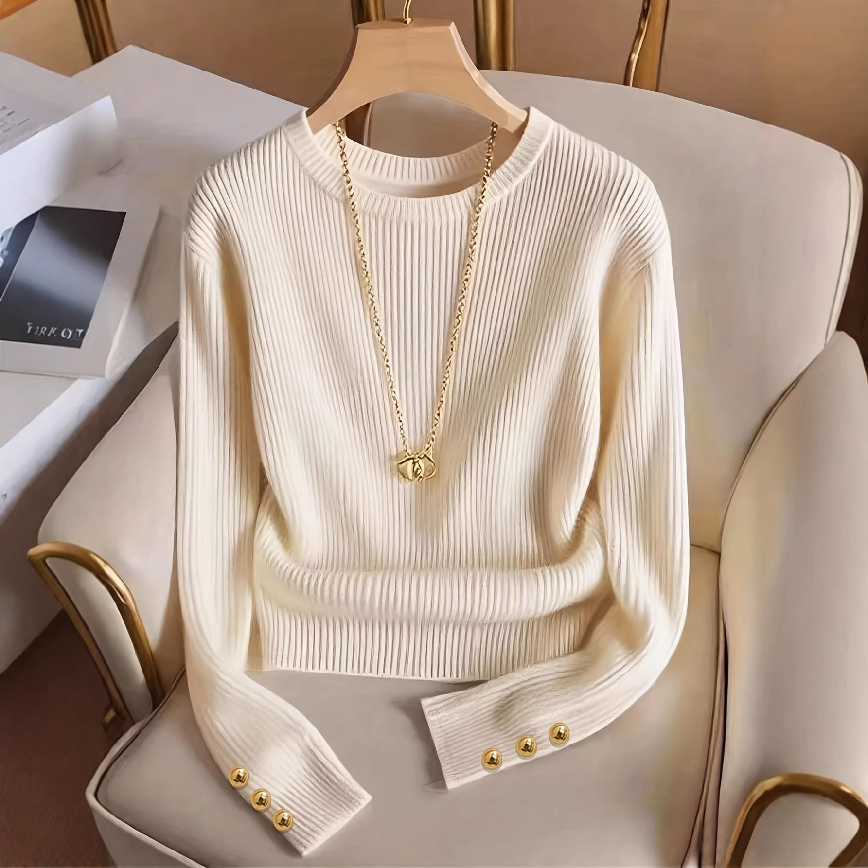 New cross-border European and American knitted long-sleeved T-shirts for Amazon's foreign trade women's clothing in stock full figure