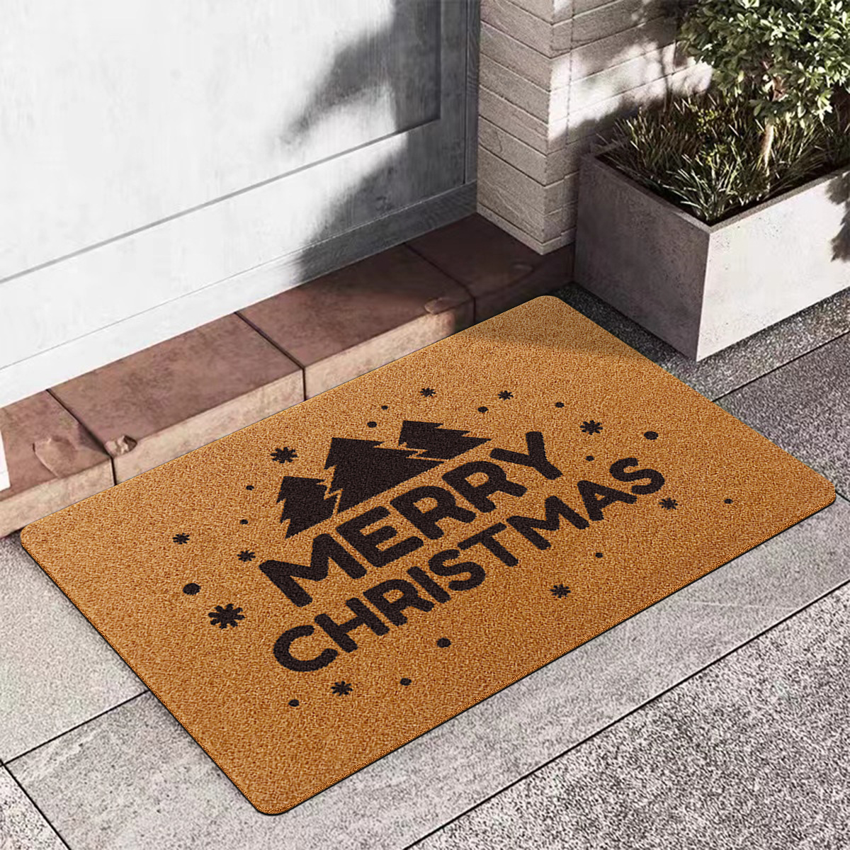 New cross-border Christmas text imitation coconut palm door MATS, outdoor entrance mud removal holiday foot MATS, vacuuming and easy-to-clean floor MATS details Picture