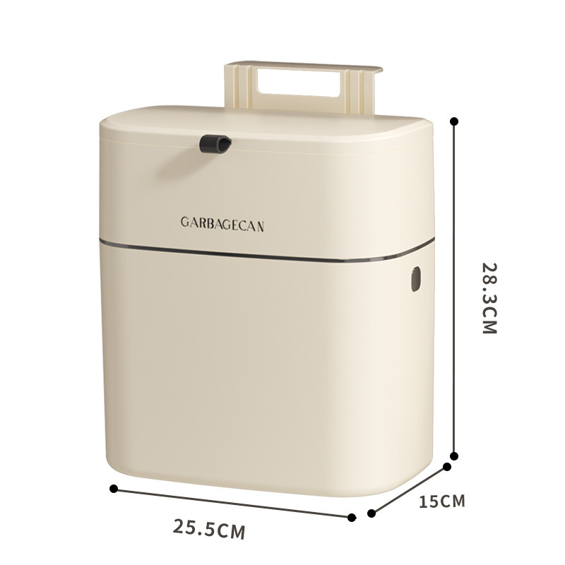 Wall-mounted trash can, kitchen, household, high appearance level, toilet gap, large with lid, hanging square wastebasket, flip lid Item Picture