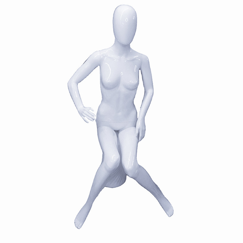 服装店模特喷漆亮白黑女坐模全身人体陈列橱窗展示架塑料烤漆模特白底实物图