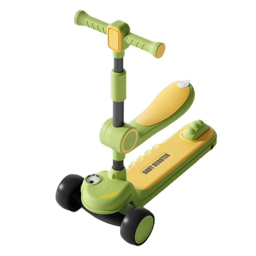 儿童滑板车三合一快拆可坐人滑轮车脚蹬闪光三轮车溜溜车滑步车白底实物图