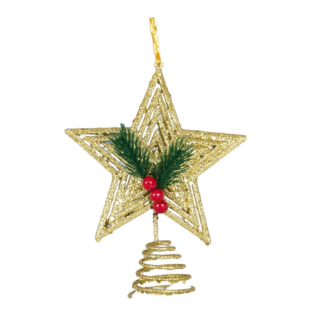 跨境新款圣诞树配饰树顶星五角星星商用布置圣诞节装饰品家用白底实物图