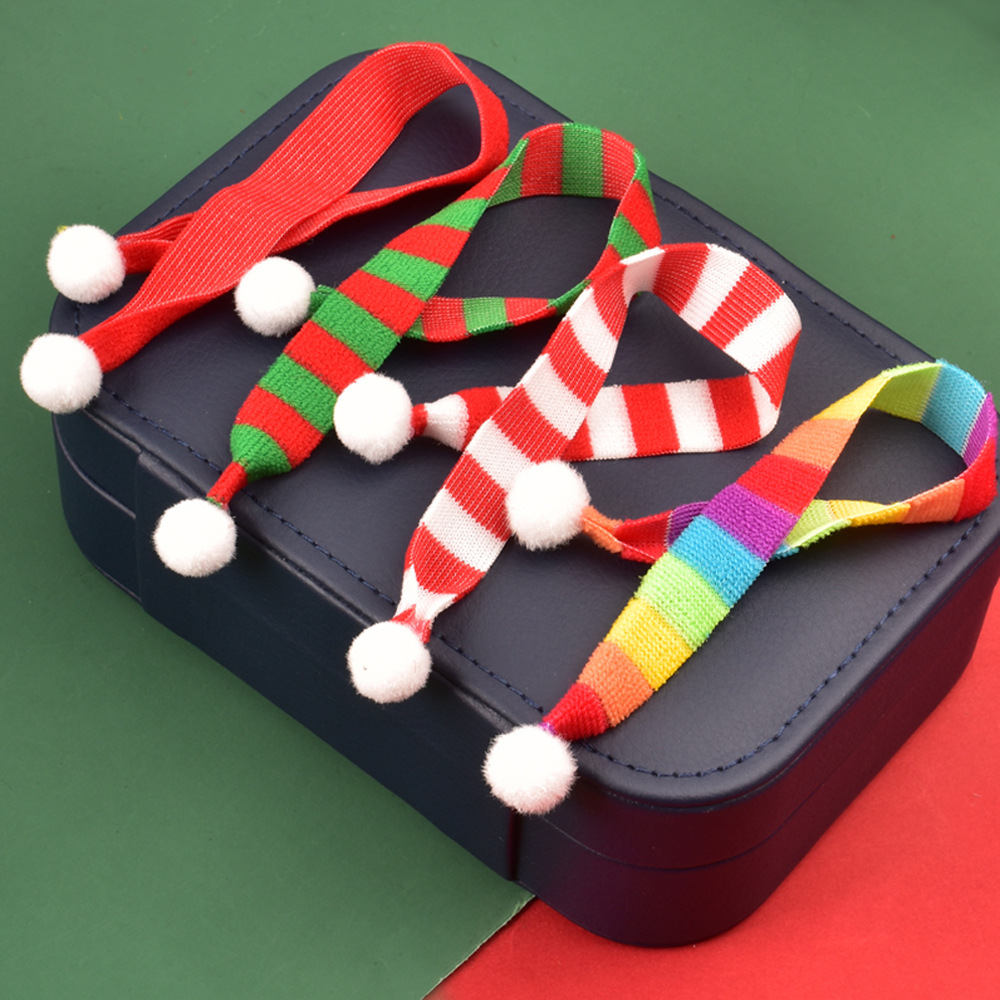 Christmas decorations: Mini scarf, woven fabric small scarf, red and white, red and green striped small scarf decoration