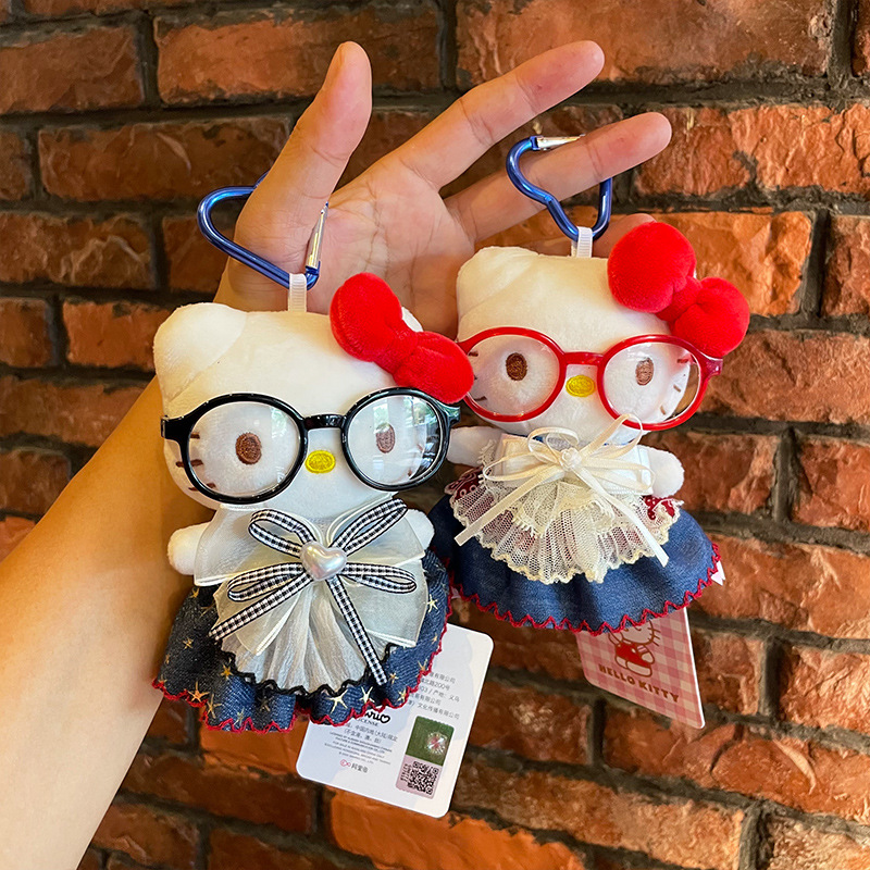Official cute secondary creation hellokitty small pendant plush toy kt cat keychain pendant bag pendant details Picture