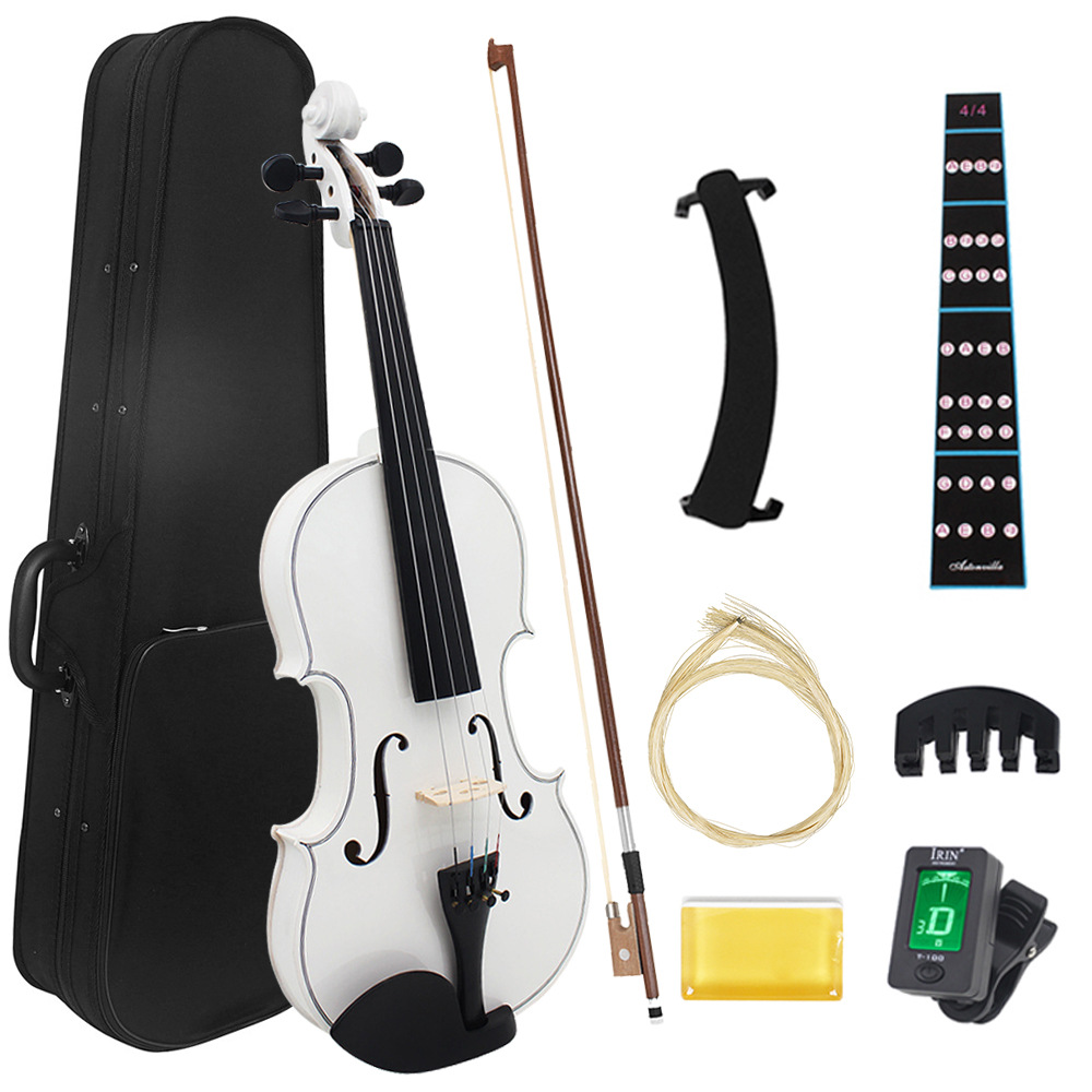 Cross-border violin set: White violin, adult beginner violin practice 4/4 basswood violin