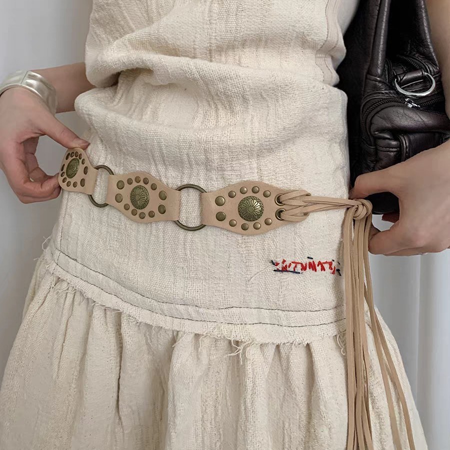 Bohemian-style sunflower waist chain belt, vacation-style accessories, dress pants, ethnic-style waist rope, wide waistband Specification image