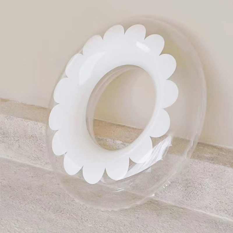 现货成人透明花朵游泳圈环保韩版网红纯色泳圈印花儿童腋下圈批发